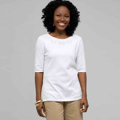 Embellished Boat Neck Tee