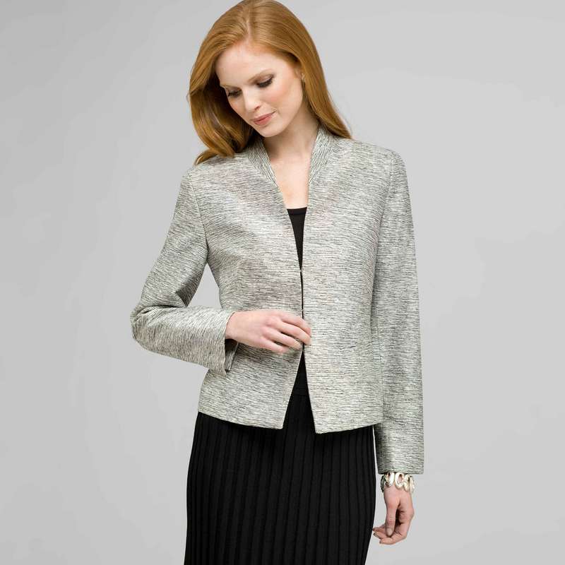 Flat Front Open Jacket., Black & White, large image number 0