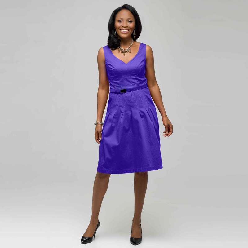 Belted Fit and Flare., Pansy, large image number 0
